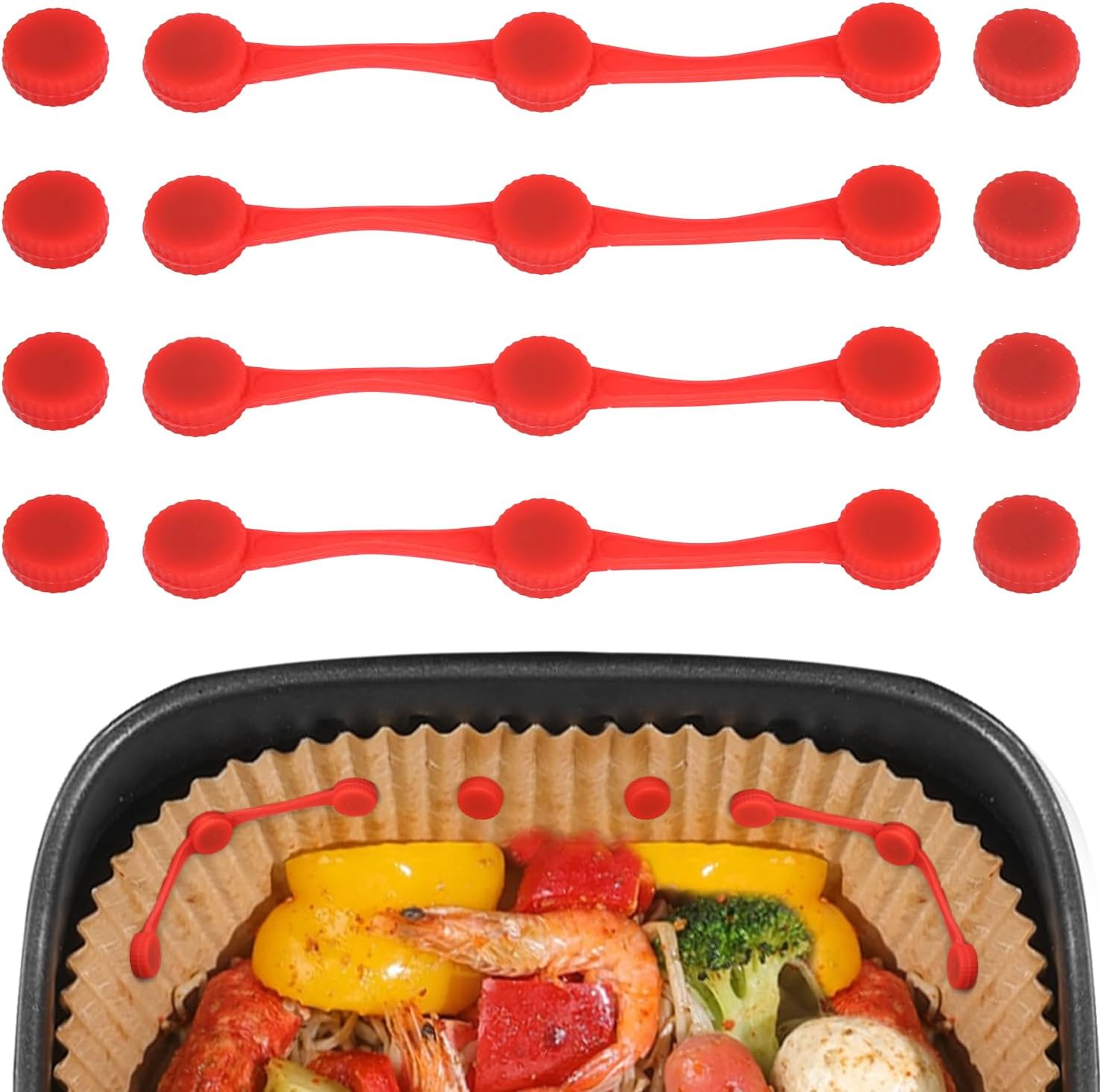 Pinces Magnétiques En Silicone Pour Friteuses À Air Chaud, Lot De 4 Pinces Magnétiques Rouges, Pinces Magnétiques Pour Papier Sulfurisé, Pinces Magnétiques En Silicone Pour La Cuisson Et La Pâtisserie