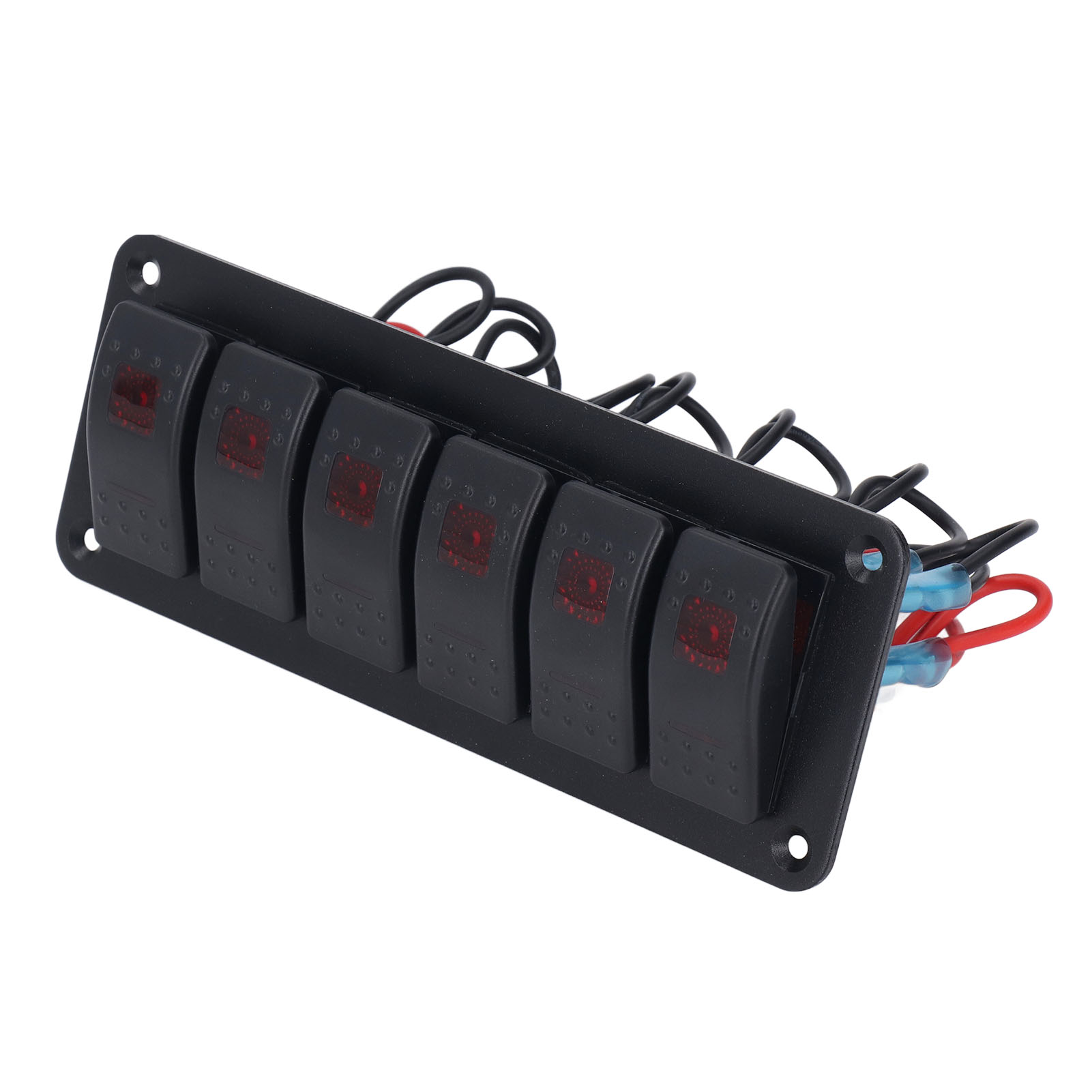 Wippschalterfeld Mit 6 Leds Hinterleuchtet, Wasserdicht, Mit Schaltungsschutz, Für Auto, Wohnmobil, Bus, Boot, Quad, Ssv (rot).