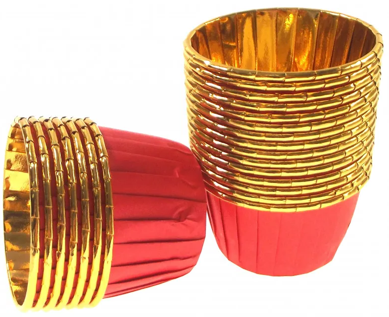 Rote Und Goldene Muffinförmchen, 50 Stück.