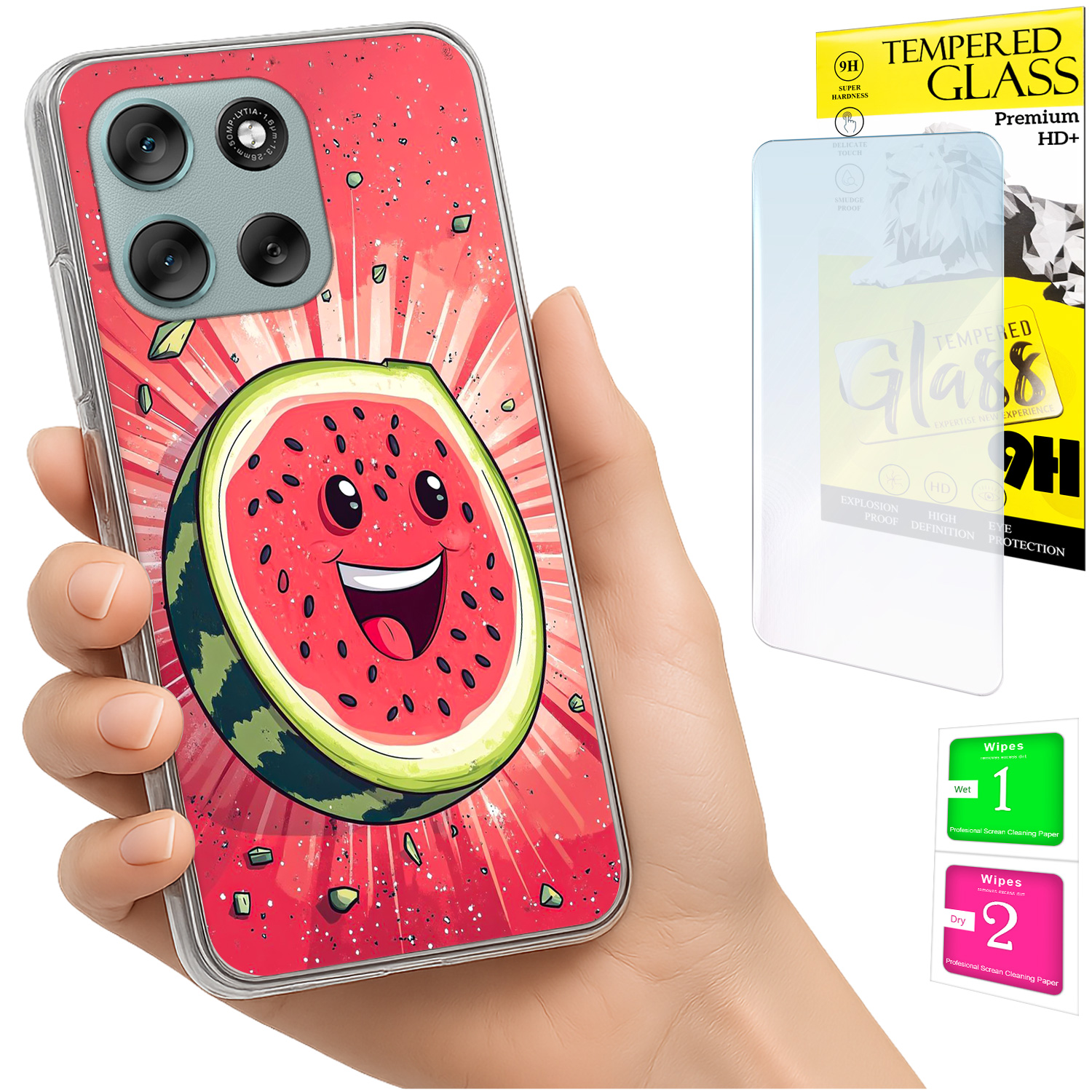 Schutzhülle Für Motorola Moto G56: Rückseite Mit Wassermelonen-motiv Und Glas