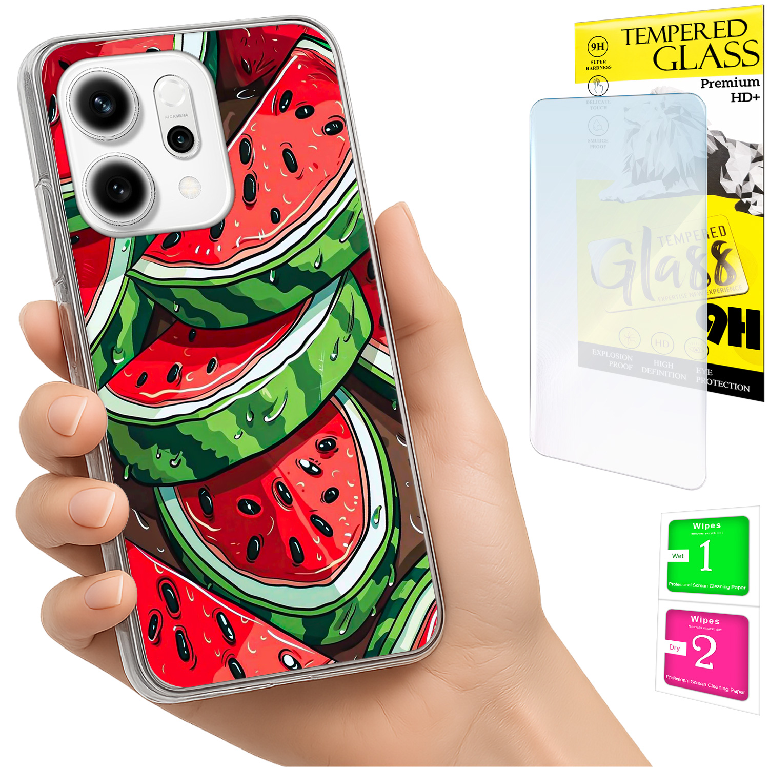 Schutzhülle Für Oppo Reno 14f / 14 Fs 5g, Foto-rückseite, Wassermelonen-design + Glas