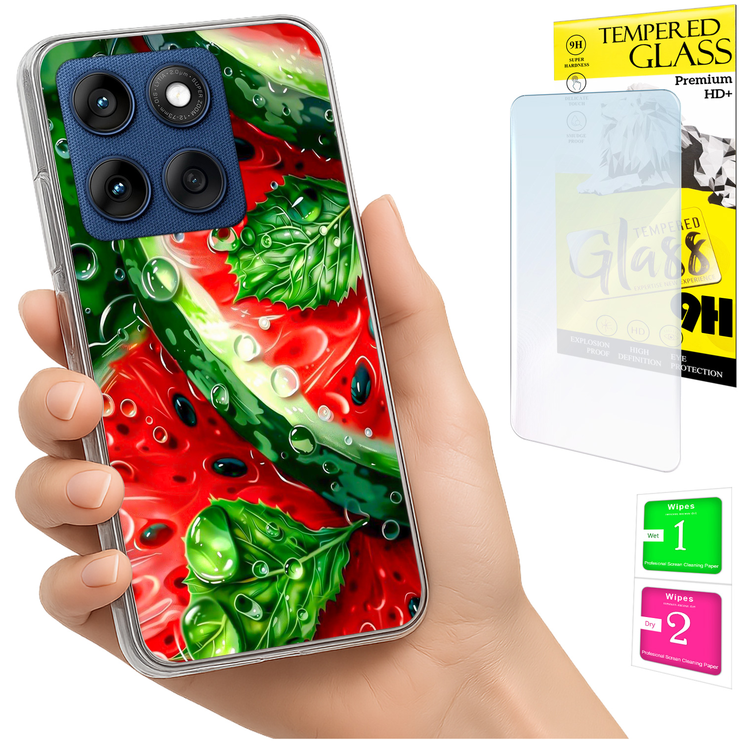 Schutzhülle Für Motorola Edge 60 Fusion / Edge 60 Foto, Rückseite Wassermelone + Glas