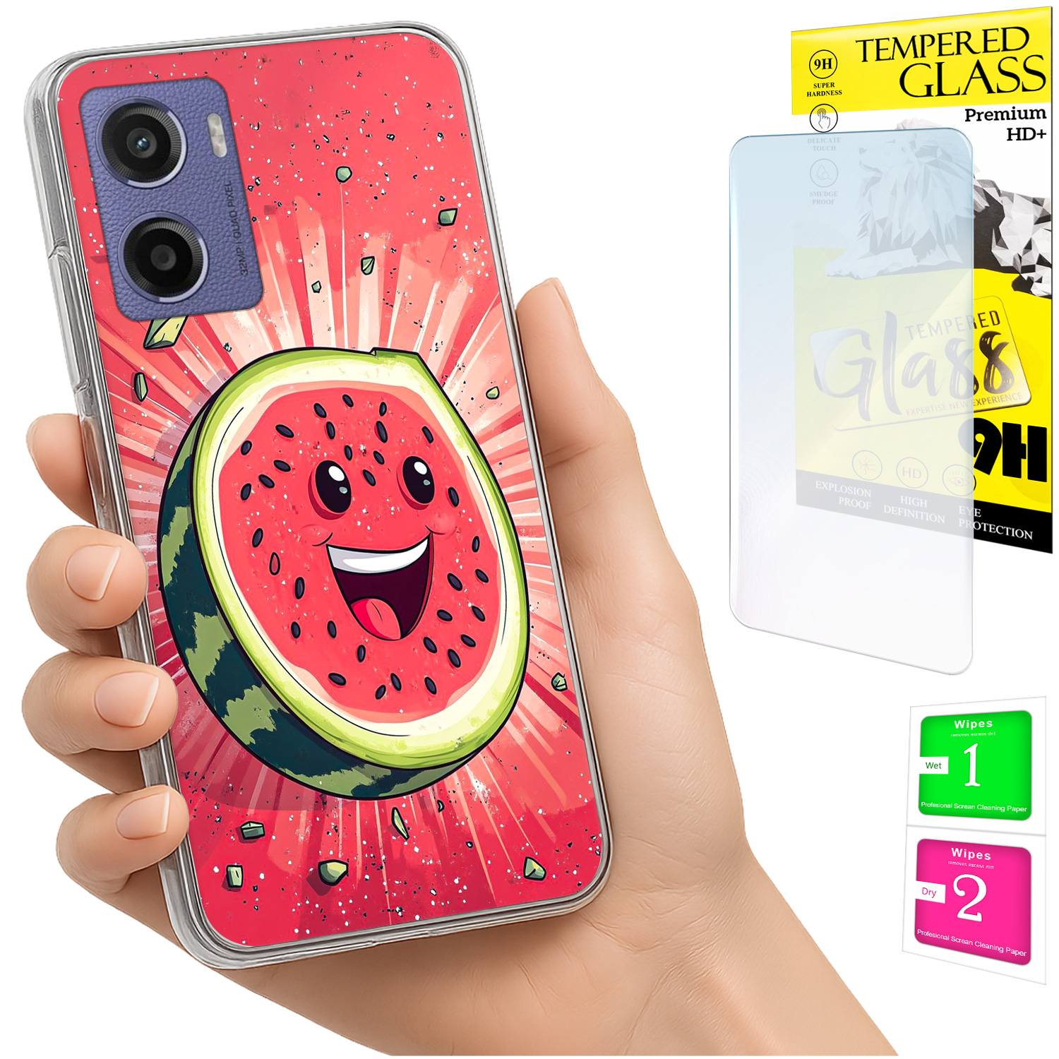 Schutzhülle Für Motorola Moto E15 / Moto G05, Rückseite Aus Wassermelonenglas