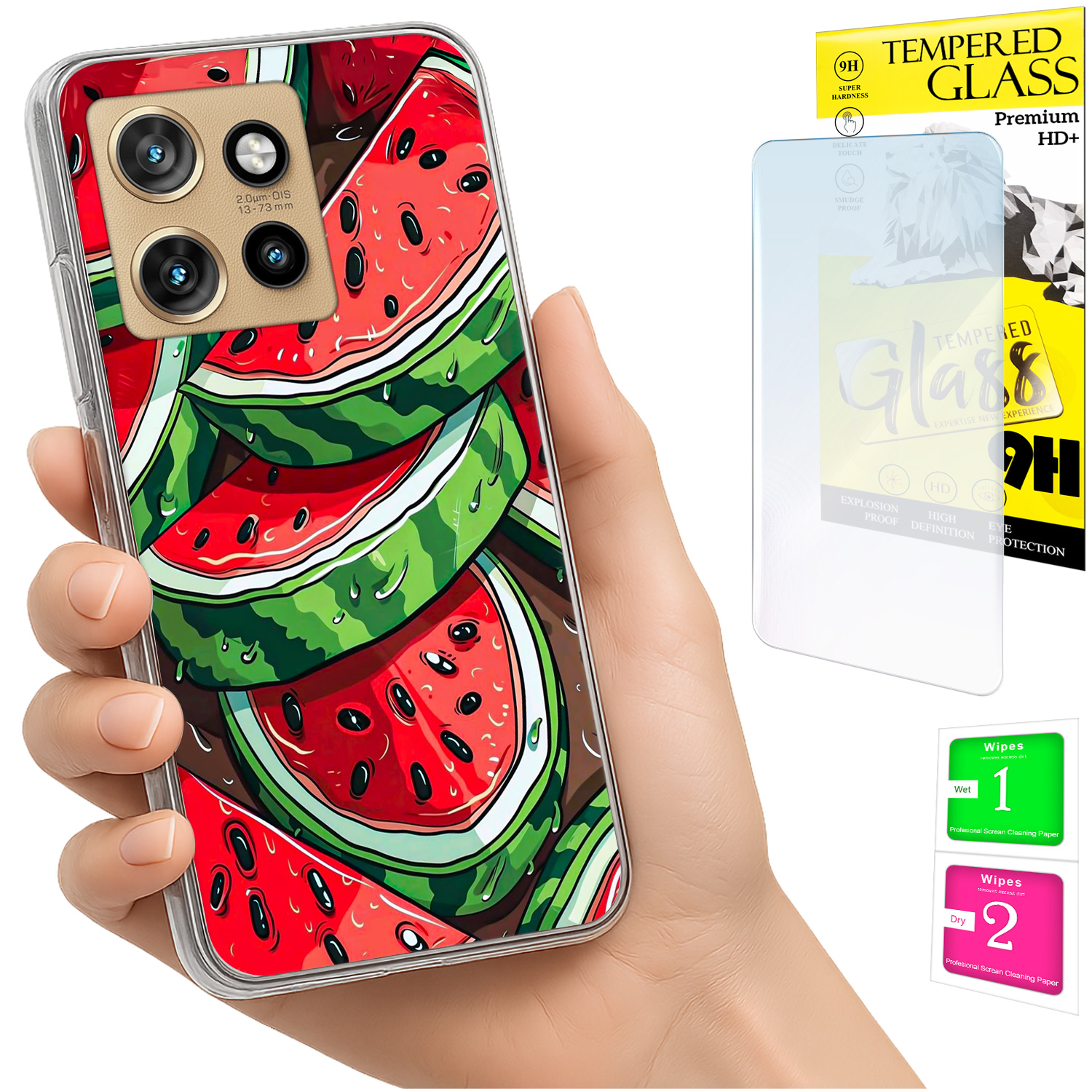 Schutzhülle Für Motorola Edge 50 Neo, Foto-rückseite, Wassermelonen-design + 9h-glas