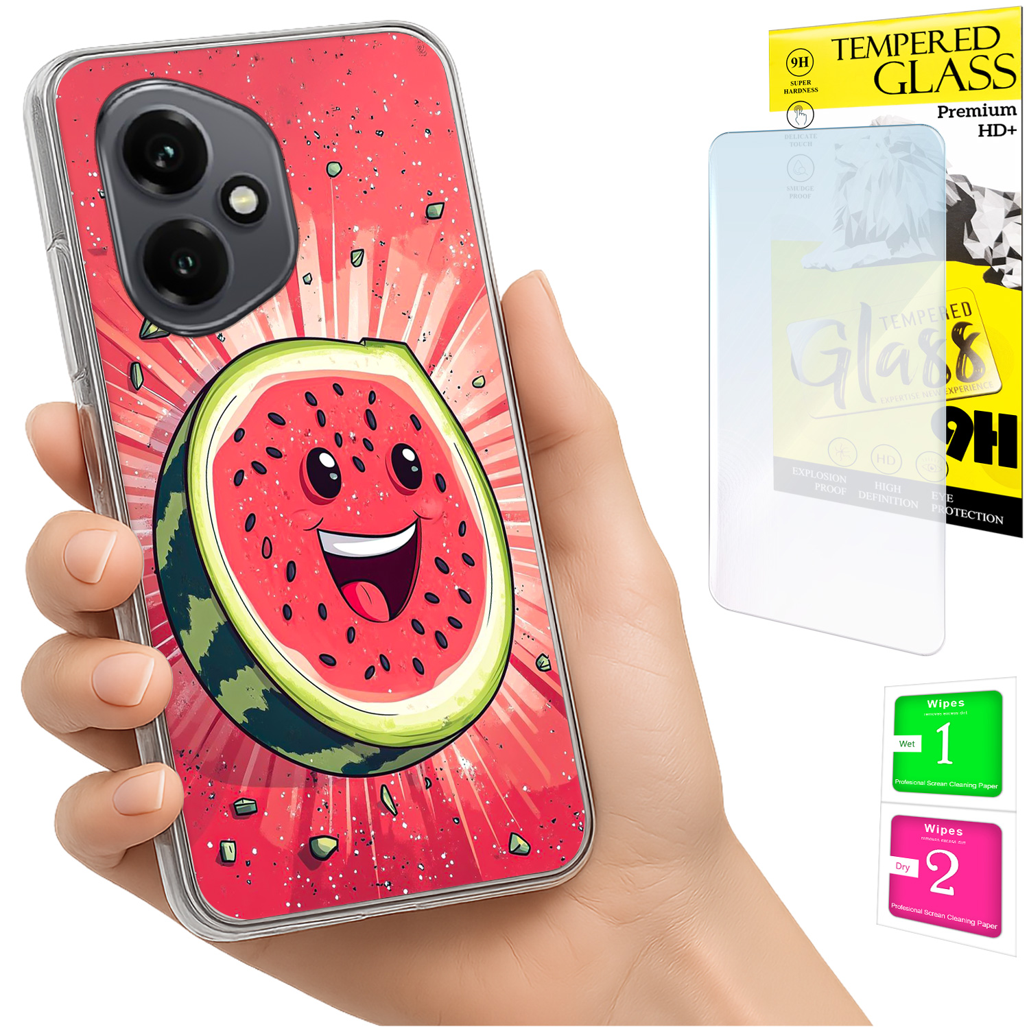 Schutzhülle Für Honor X7d / 400 Smart Photo, Rückseite In Wassermelonen-optik + 9h-glas