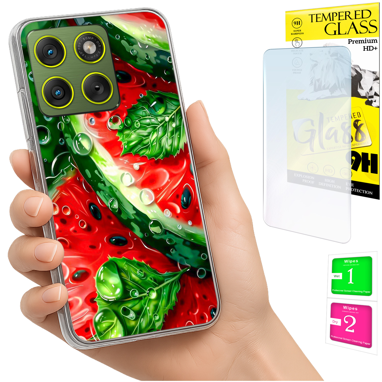 Schutzhülle Für Motorola Edge 70, Rückseite Mit Wassermelonen-motiv Und Glas