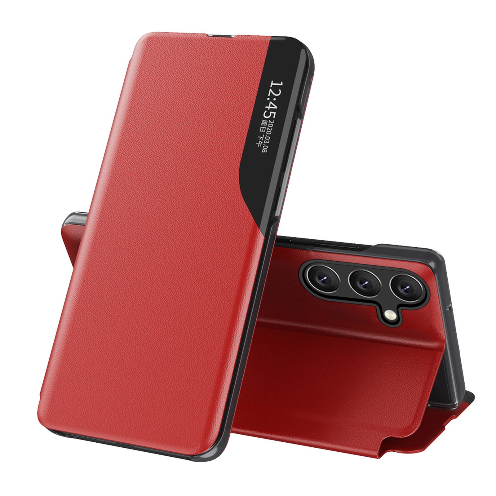 Samsung Galaxy S24 Fe Eco-leder-schutzhülle Mit Klapp- Und Ständerfunktion – Rot
