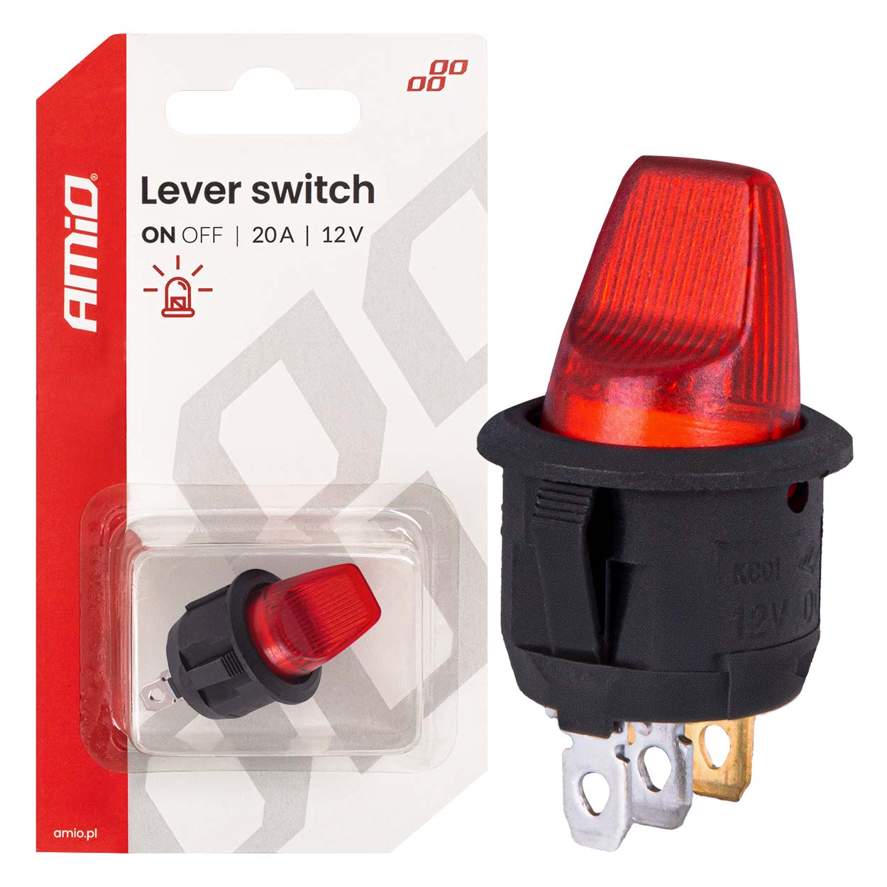 Kippschalter Mit Roter Beleuchtung 20a 12v Amio-04438