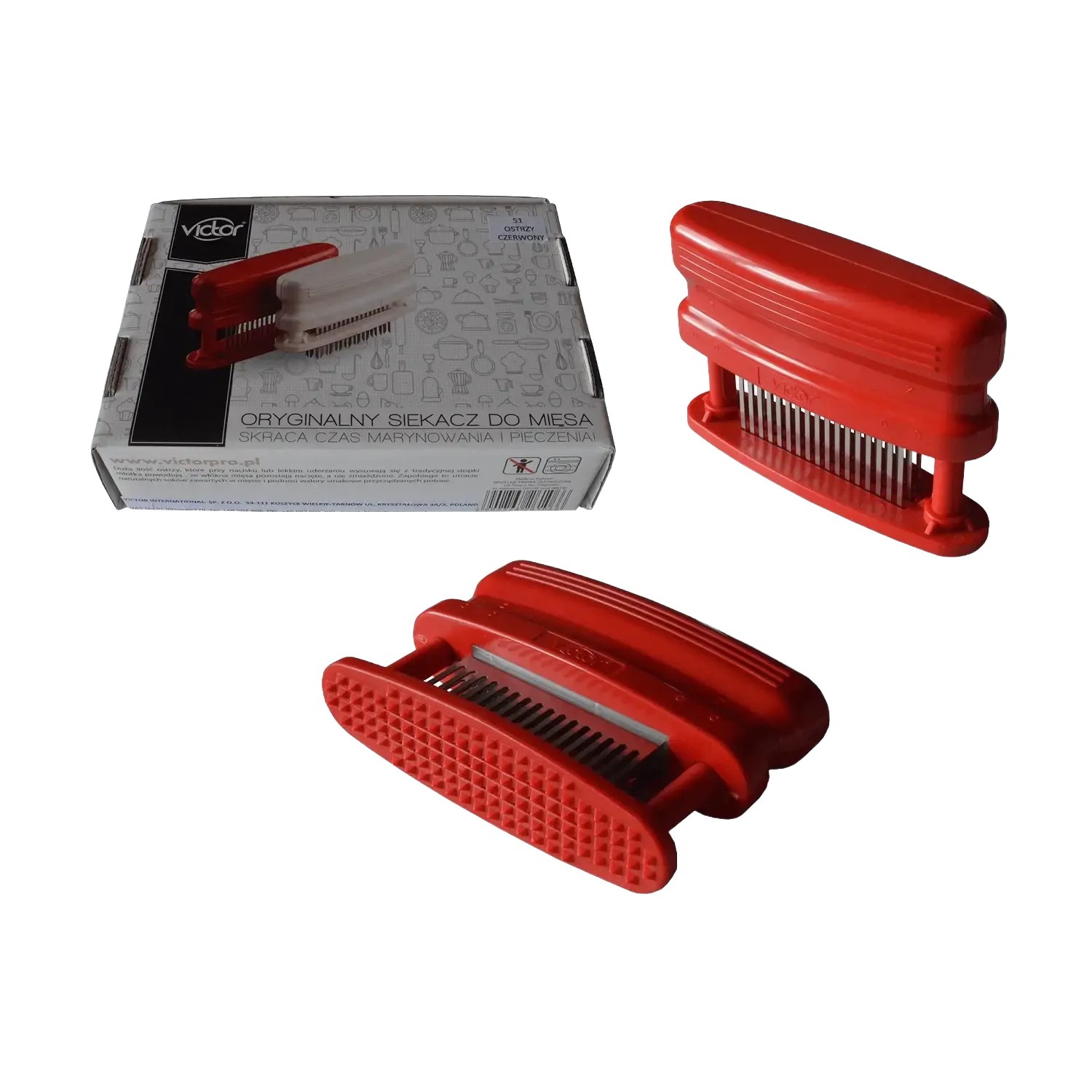 Fleischzartmacher Victor Profi 51 Klingen Edelstahl Rot