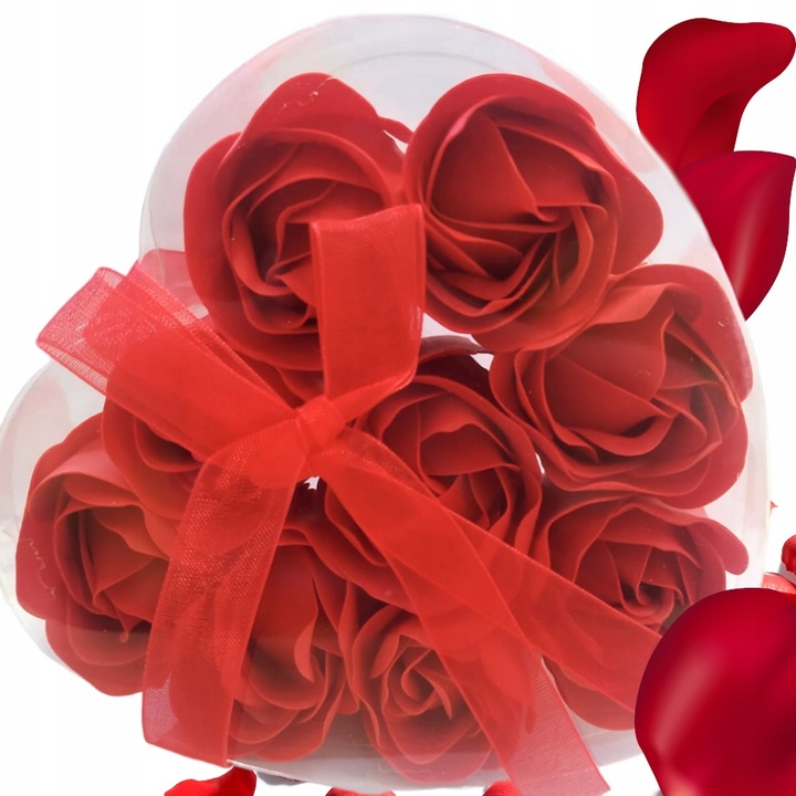 Dekorative Seifenrosen, 9 Stück, Rot, In Einer Schachtel Mit Schleife – Ein Romantisches Geschenk