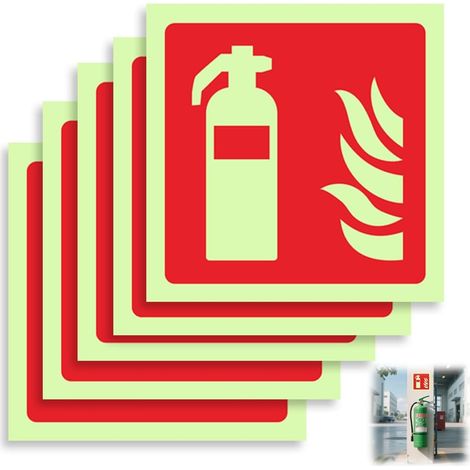 Feuerlöscher, 5 Stück, Selbstklebendes Und Phosphoreszierendes Pvc, Brandschutz- Und Sicherheitsschilder, Reflektierende Aluminiumschilder, Geeignet Für Den Innen- Und Außenbereich (10 X 10 Cm)