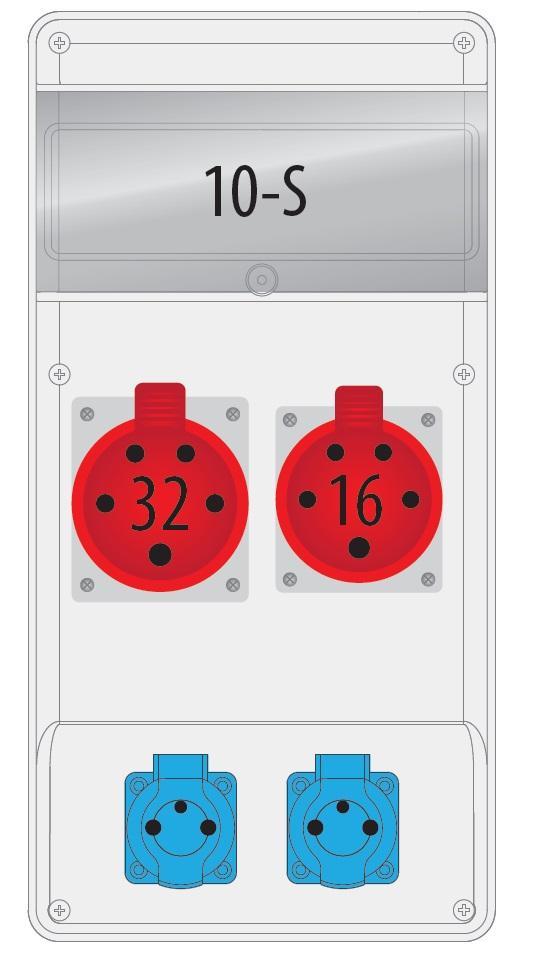 R-box Slim-schalttafel 1x16a/5p 1x32a/5p 2x230v 10s - B.slim-10s-3br