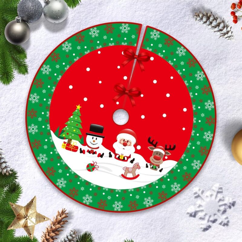90 Cm Weihnachtsbaumrock, Weihnachtsbaum-sockelabdeckung, Weihnachtsbaumschmuck, Weihnachtsbaumrock „merry Christmas“, Weihnachtsbaummatte, Rot