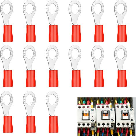 15x M6 Teilisolierte Ringkabelschuhe 4-6mm², Rot, Teilisolierte Crimp-kabelschuhe, M8 Ringkabelschuhe, Wohnmobil-kabelverbinder, Zum Verbinden Von Kabeln Oder Litzen