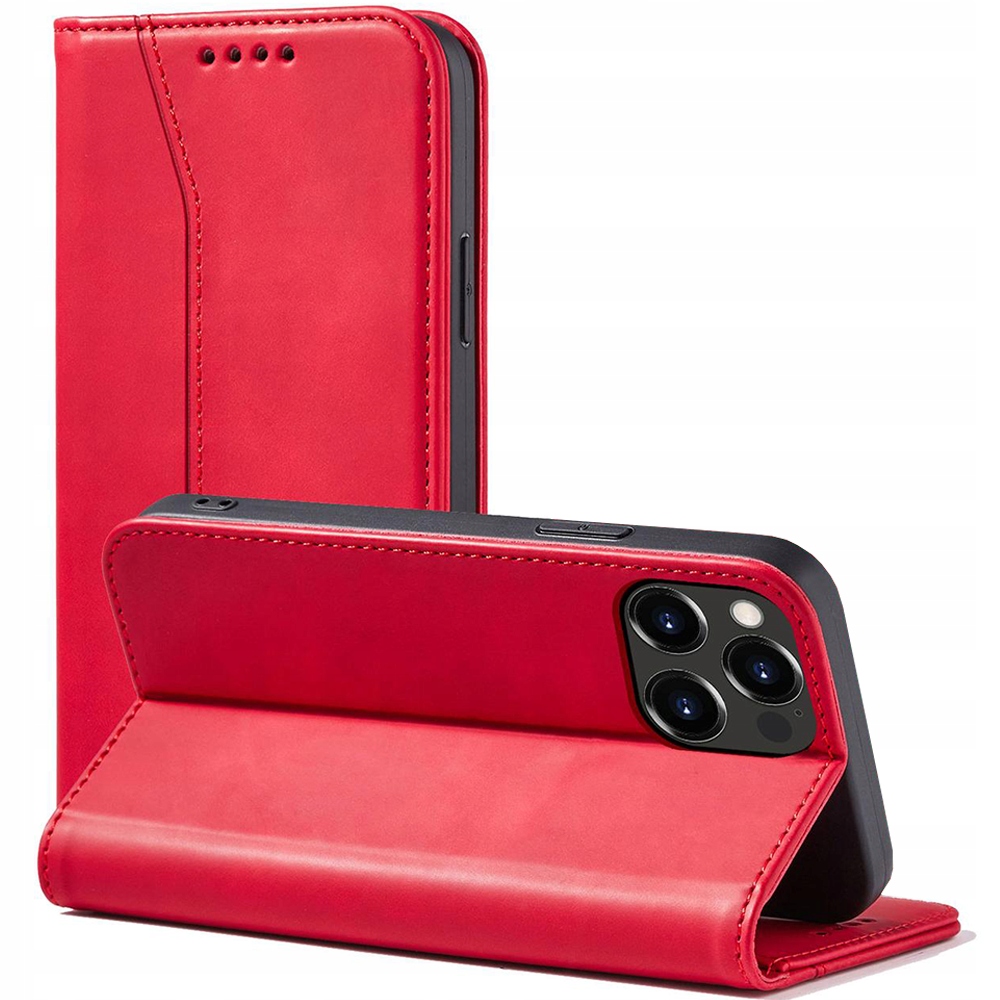 Magnetische Schutzhülle Für Iphone 14 Pro, Klapphülle Mit Ständer, Rot