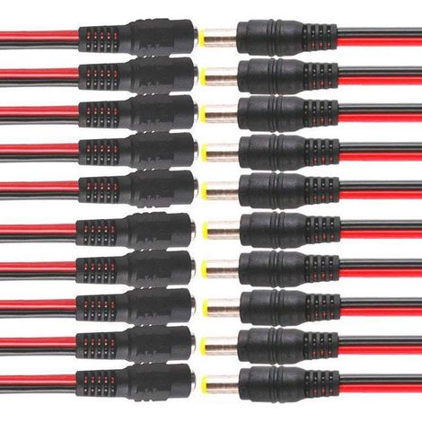 10 Paar 12v Dc-stromanschlusskabel (5,5 X 2,1 Mm Stecker/buchse), Dc-netzteil-anschlusskabel, Steckerkabel Für Sicherheits-cctv-anlagen