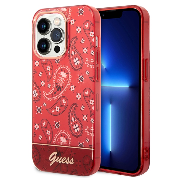 Iphone 14 Pro Guess Hardcase Bandana Paisley Rot