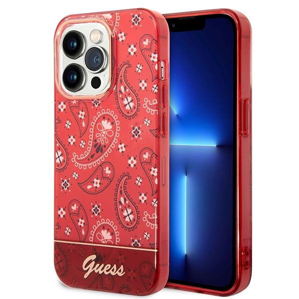 Iphone 14 Pro Guess Hardcase Bandana Paisley Rot