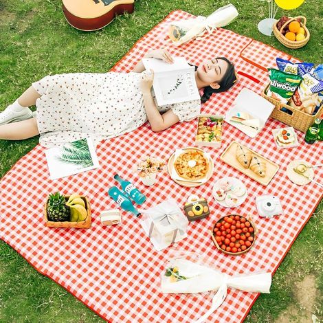 Picknickdecke, 300 X 200 Cm, Picknicktischdecke, Picknickmatte, Faltbar Mit Griff, Geeignet Für Wandern, Reisen, Camping, Outdoor-aktivitäten, Park, Garten, Strand, Camping (rot)