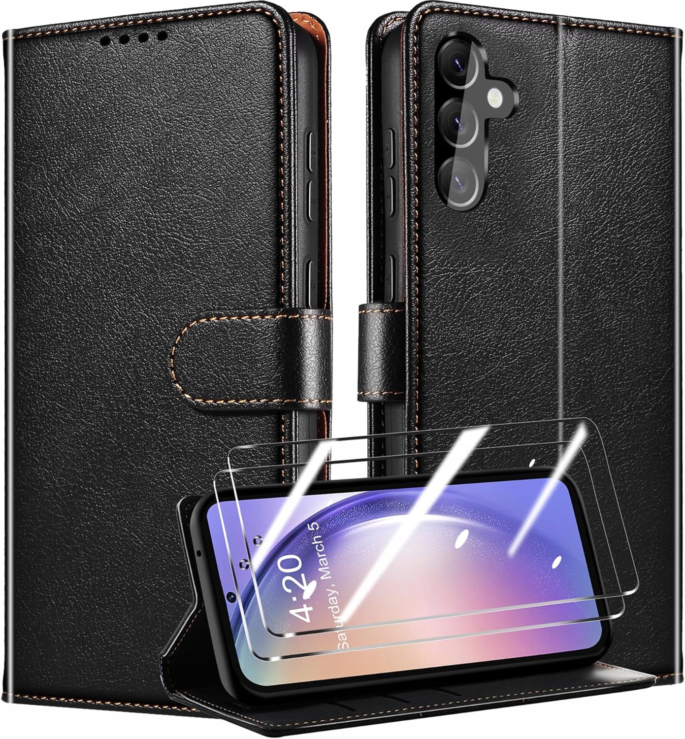 Samsung Galaxy A54 5g Brieftaschenhülle + 2 Qhohq Rfid-brillen, Schwarz