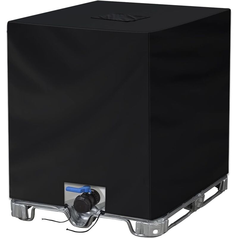 Ibc-wassertankabdeckung, Staubdicht, Uv-beständig, 210d-schutzplane, Geeignet Für 1000-liter-ibc-tanks (120 X 100 X 116 Cm, Schwarz)