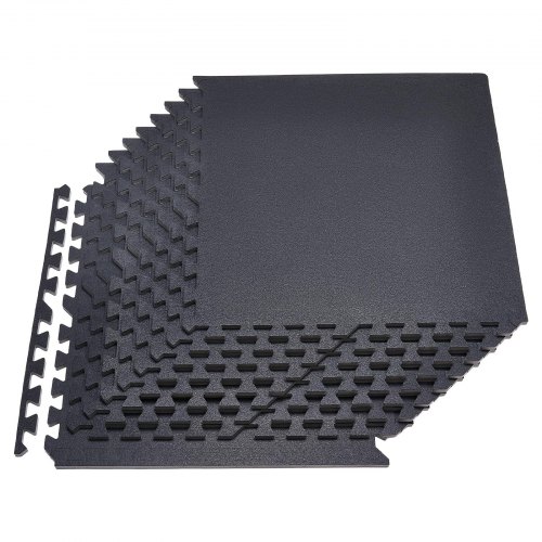 12 X Puzzlematte Bodenschutzmatte 610 X 610 X 14 Mm, Hochdichte Eva-schaumstoffmatte, Ineinandergreifende Fitnessmatte Gymnastikmatte Sportmatte, Trainingsmatte Schwarz Heim-fitnessstudio