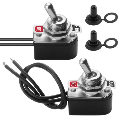 2-teiliger 2-positionen-wippschalter, 3a 250v 6a 125v Ein/aus-schalterplatte, Vorverdrahtet (spst) Und Wasserdichte Kappe Für Auto, Lkw, Boot, Elektrische Umbauten