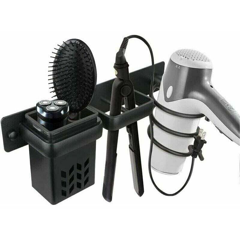 Dolaso Aufbewahrungsset Für Haartrockner Und Professionelle Wandhalterung Aus Aluminium Für Haarglätter, Ablage Mit Löchern