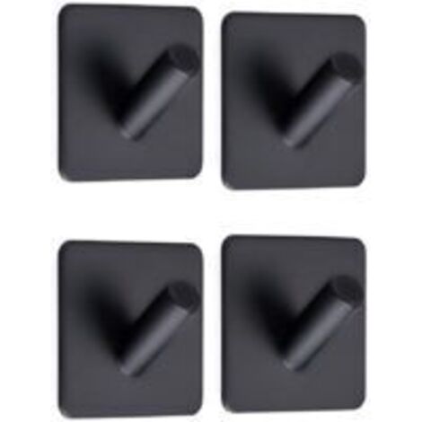 Stück Selbstklebende Haken, 3m Wandhaken, Edelstahl, Handtuchhaken Für Bad, Küche, Wc, Schränke, Schwarz, Quadratisch