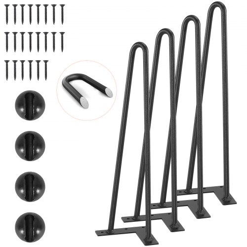 4er-set Tischbeine Haarnadelbein 406mm Hoch 110x110mm Montageplatte Kohlenstoffstahl Pulverbeschichtet Hairpinlegs 227kg Tragfähigkeit Ideal Für Küchentische Wohnzimmerkonsolen Studio-tische