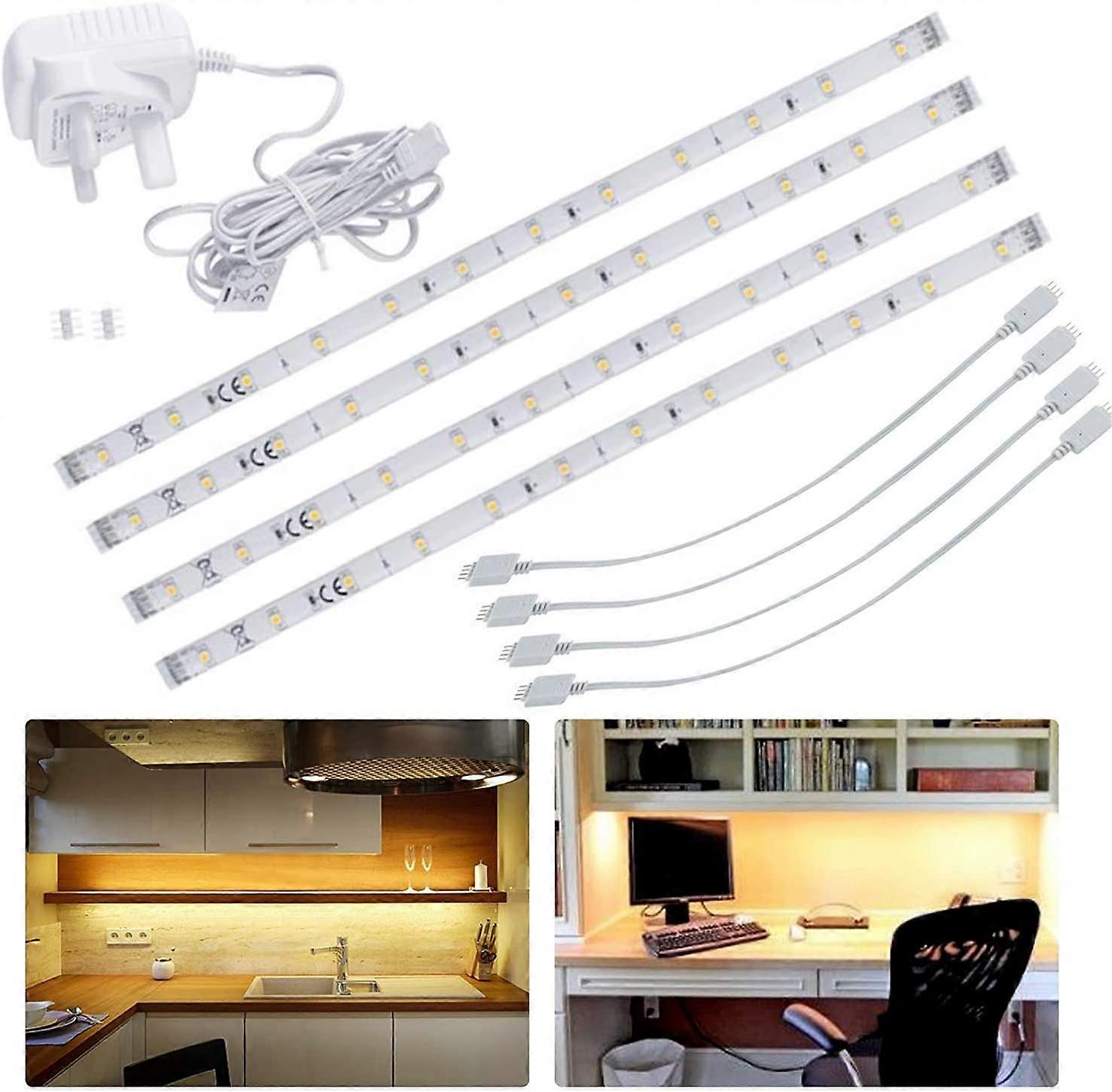 Led-streifen Unter Küchenschränken, Schaltbare Lichtleisten Für Regale, Kleiderschränke, Vitrinen, Nachttische, Unter Arbeitsplatten (warmweiß, 4 [db]
