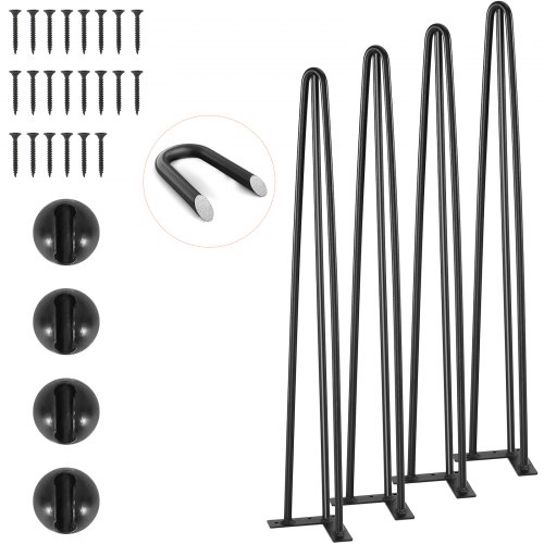 4er-set Tischbeine Hairpin Tischkufen 710mm Hoch 110x110mm Montageplatte Kohlenstoffstahl Mattschwarze Pulverbeschichtung Tischfüße Mit Gummifußpolster 408kg Tragfähigkeit