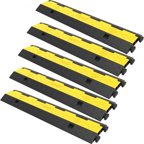 5 Stk. Kabelschutzmatte 2 Kanal 101 X 24,5 X 5 Cm, Kabelbrücke Traglast Ca. 5t Aus Pvc & Gummi Für Modulares Kabel, Überfahrschutz Für Kabel, Ideal Für Büro Büro Spielfelder Parkplätze, Schwarz