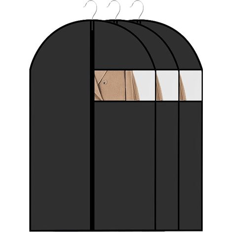 Schwarze Peva-kleidersäcke, 5er-set, 60 X 120 Cm, Staubdicht Und Wasserdicht, Mit Reißverschluss, Zum Aufhängen, Für Hemden, Anzüge Und Mäntel