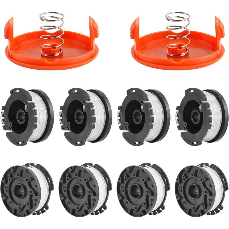 Trimmerfadenspule Kompatibel Mit Black & Decker Trimmern, A6481 A6485 1,65 Mm Trimmerfadenspule (8 Trimmerfäden, 2 Schutzkappen, 2 Federn)