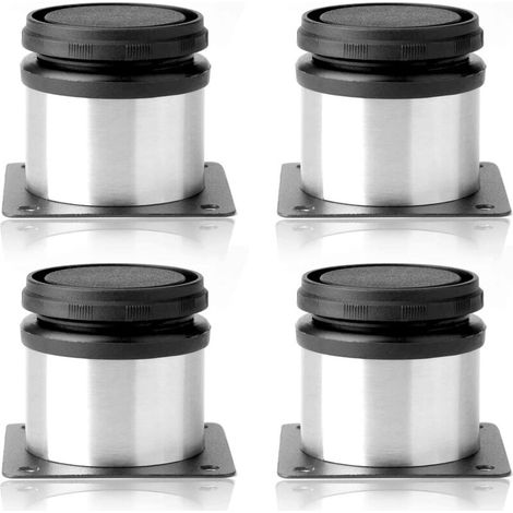 4-teiliges Möbelschrank-set Mit Verstellbaren Küchenfüßen Aus Edelstahl, Rund, Schwarz Und Silber, 50 X 50 Mm