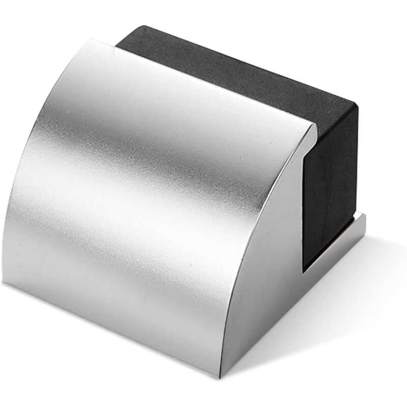 1 Schwarzer Gummiboden-türstopper – Moderner Silber-verchromter Metall-türstopper – Wandschutz Mit Stoßfängern Und Befestigungen