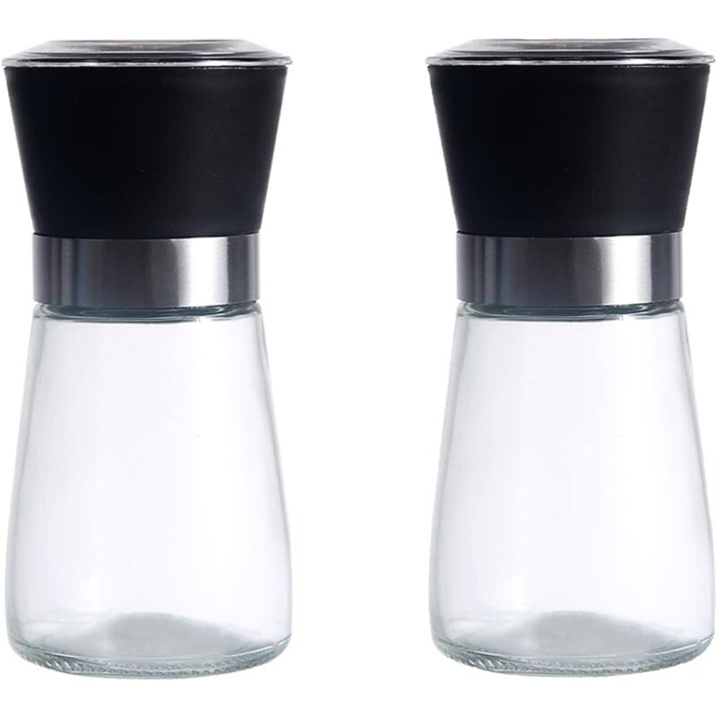 Pfeffer Und Salz, 2er-set Gewürzmühlen, Einstellbare Keramikmühle, Für Verschiedene Gewürze, Schwarz