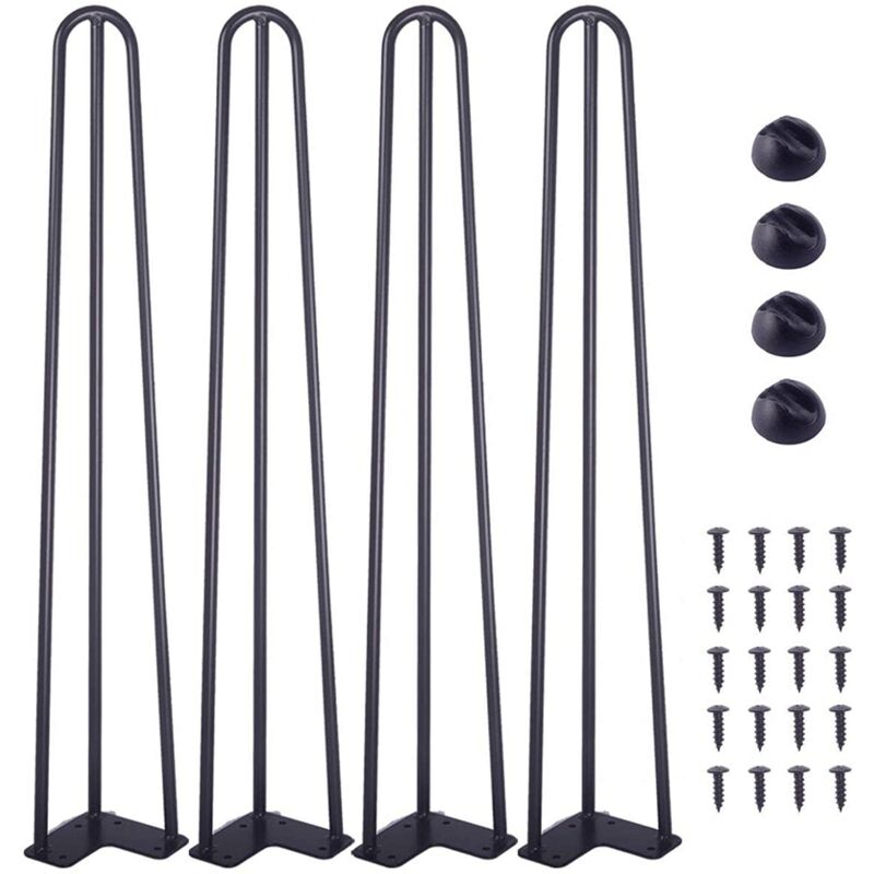 22-zoll-haarnadel-tischbeine, 4-teiliges Haarnadel-tischbeine-set, Stahl-haarnadelbeine Mit 3 Hochbelastbaren Stangen, Schwarze Möbelbeine Für Tischplattenkonstruktionen