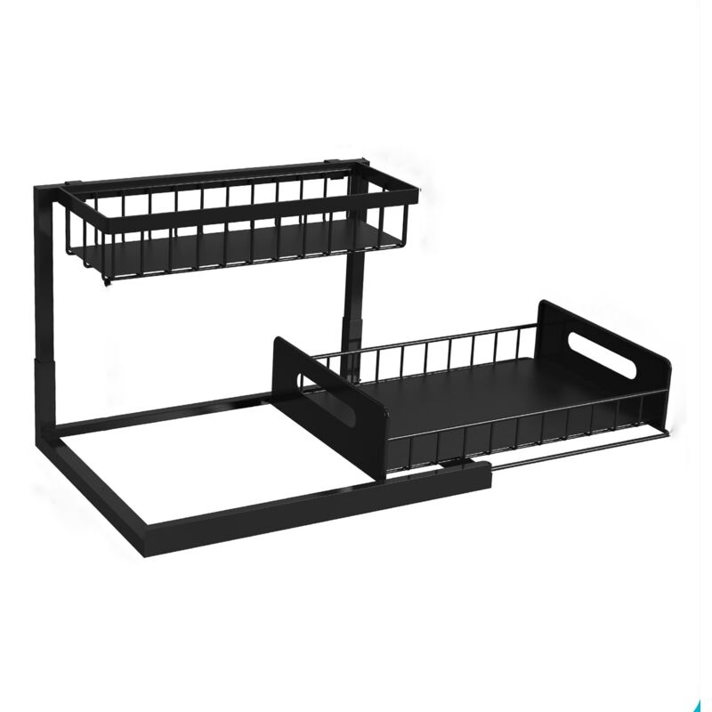 Multifunktionales Regal, Stahl, 2 Ebenen, Ideal Zur Aufbewahrung Von Kosmetika Und Parfüms, 27,94 X 36,07 X 26,92 Cm, Schwarz