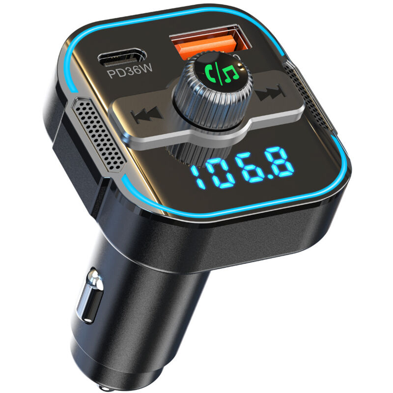 2025 Bluetooth-autoradio [leistungsstarke Dual-mikrofone], Bluetooth 5.3 Fm-transmitter & 36w Pd + 18w Qc3.0 Schnellladegerät, Autoradio-adapter, Freisprechfunktion, Siri-assistent