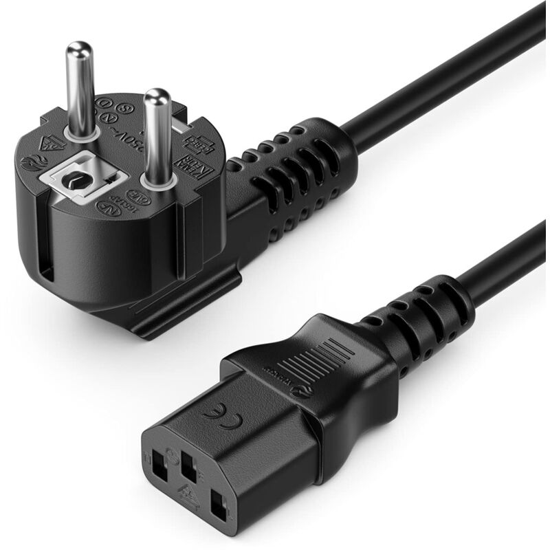 3 M Netzkabel Mit Schutzkontakt, F-stecker, C13-netzstecker (buchse) Für Pc, Computer, Monitor, Drucker, Beamer – Schwarz