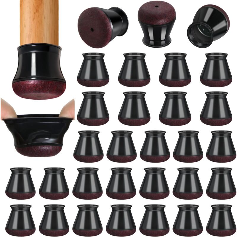 32 Stück Stuhlbeinschutz, Schwarze Kleine Stuhlbeinschoner, Bodenschutz (m)