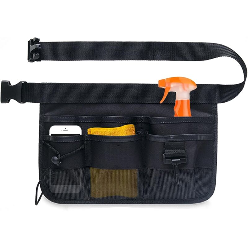 (schwarz) Gürteltasche Für Den Garten Mit Mehreren Fächern, Professionelle, Verstellbare, Wasserdichte Oxford-werkzeuggürteltasche, Für Haus, Garten, Reinigung