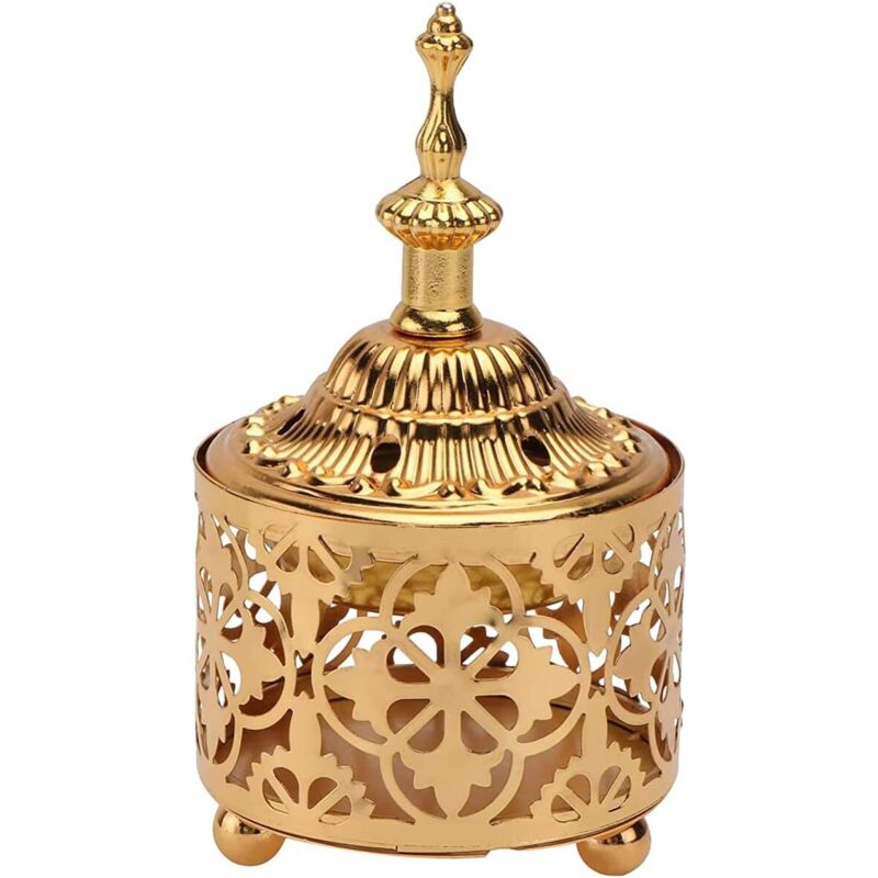 Vintage-räuchergefäß Aus Metall, Schwarz, Retro-räuchergefäß, Retro-räuchergefäß Aus Metall, Vintage-räucherstäbchenhalter, Räuchergefäß Für Aromatherapie, Dekoration, Ornament (gold)