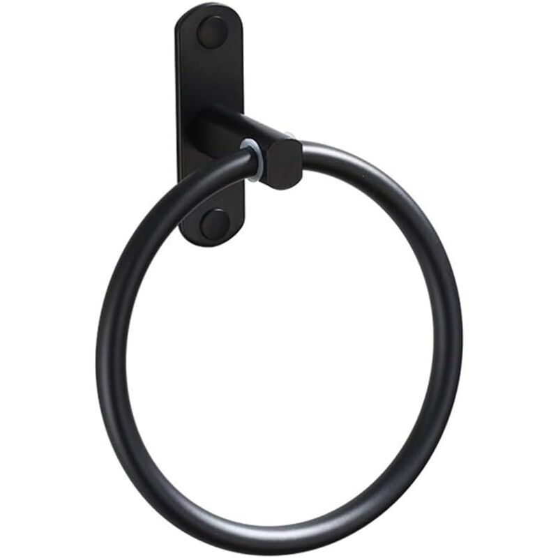 (16 × 10 × 10 Cm) Schwarzer Runder Handtuchring Aus Aluminium Für Bad