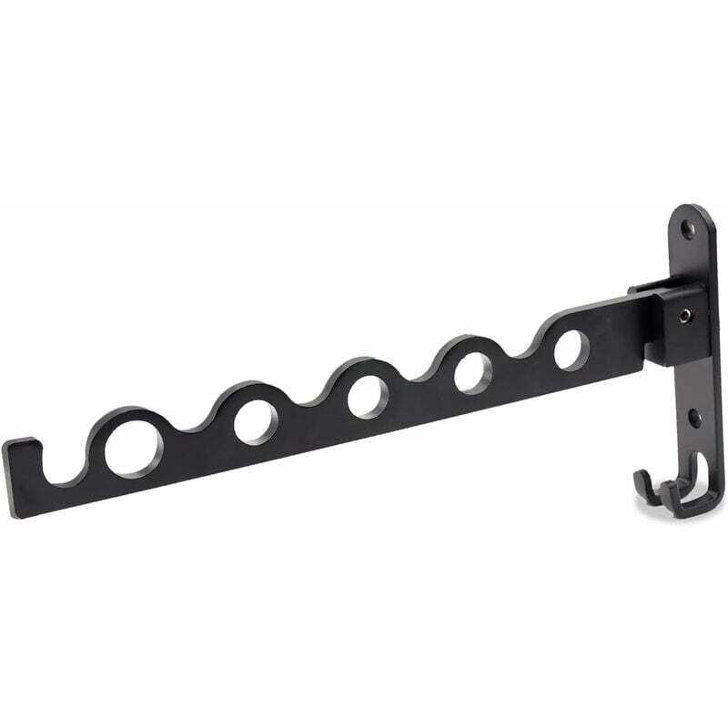 Schwarzer, Klappbarer Wäscheständer Aus Aluminium Zur Wandmontage, Wäschetrockner Für Badezimmer – 31,2 X 14,3 X 3,1 Cm