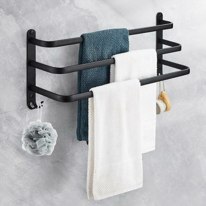 Aluminium-wandhandtuchhalter, 3-stufiger Handtuchhalter, Handtuchregal Für Das Badezimmer Mit Haken, Wasserdicht – Für Badezimmer, Küche, Bad