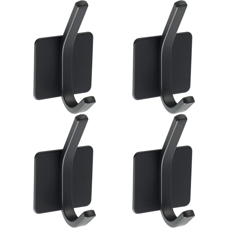 4 Stück Klebehaken Aus Edelstahl Sus 304, Wandgarderobe, Schwarzer Handtuchhalter Für Bad Oder Küche