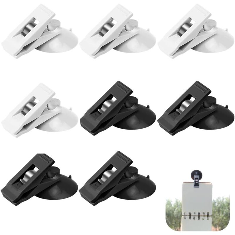8-teiliges Set Autosaugnapf-clips, Kartenhalter Mit Saugnapf, Windschutzscheiben-tickethalter, Für Fenster, Kühlschrank, Badezimmer, Büro, Schwarz & Weiß